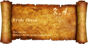 Kroh Anna névjegykártya